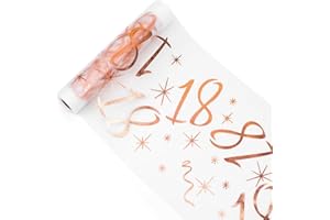 Tischläufer 18 Geburtstag, Tischdeko Geburtstag 28 cm x 10 m, Tischläufer Roségold Rolle, Deko 18. Geburtstag Mädchen Junge, Tischdecke Tischband für Geburtstag Jahrestag Feier Party