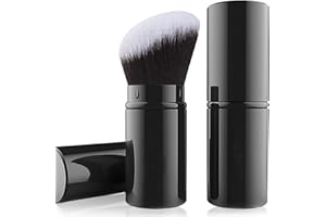Falliny Einziehbarer Make-up-Pinsel, abgewinkelter Kabuki-Puder-Make-up-Pinsel für Reisen mit Rouge, Bronzer, Buffing, Highlighter, makellose Puderkosmetik