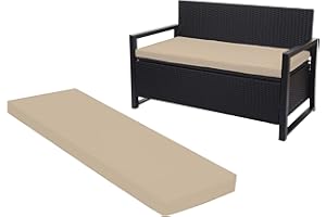 Crescent Textile 100% Waterproof Garden Bench Cushion 2/3/4 Seater Outdoor Long Bench Seat Pad for Lawn & Garden, Patio, Office, Coffee Shop with Removable Cover (2 Seater 108cm x 45cm x 5cm, Cream)