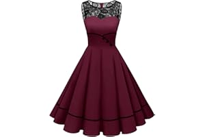 Bbonlinedress Vestido Vintage para Muejeres de Fiesta Cóctel Rockabilly Clásico sin Mangas