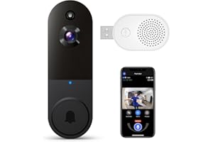 guggre Kabelloses Smarte Video-Türklingel, 1080p Kamera, Bewegungsmelder, Wetterfeste Türklingel mit Alarm, 2-Weg-Kommunikation, inkl. Halterung und Zubehör für erhöhte Familienhaus-Sicherheit