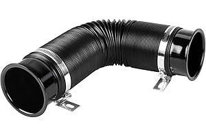 SUPAWAY 76mm Auto Ansaugrohr Universal Kaltluftansaugrohr 3'' Lufteinlassschlauch Ausziehbares Kaltluftschlauch Schwarz Modifizierter Flexibles Lufteinlass-Expansionsrohr für Auto, Erweiterbar auf 1m