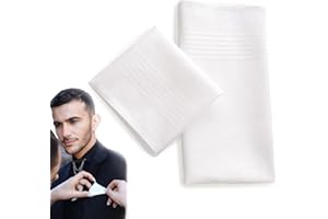 SubTack White Pocket Squares - 2 Pack Elegant Mens Handkerchiefs, Premium Cotton White Handkerchief for Men, Durable and Soft Pocket Hanks for Daily Use, Ideal for Gifting