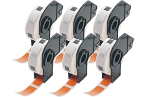 ‎BETCKEY BETCKEY - 6 Rollen DK-11204 Mehrzwecketiketten Kompatibel mit Brother, 17mm x 54mm, 2400 Farbige Etiketten Orange für Brother QL Etikettendrucker