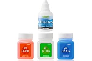 GISNPA Kit di Soluzioni di Calibrazione pH (4.00, 7.00, 10.01) – 3×50 ml Tampone & 30 ml Soluzione Protettiva KCL per pHmetri