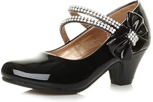 AJVANI Girls Kids Childrens Low Heel Party Wedding Mary Jane Style Hook & Loop Sandals School Shoes Size.