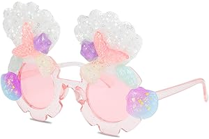 Beipegin Gafas de Sol Niña Conchas de Sirena, Gafas de Sol en Forma de Flor Rosa Adorables para Fiesta de Cumpleaños de Verano Edad 3-12