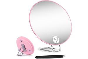 ‎SUUPVAOR Suupvaor 6inch 30X Vergrößerungsspiegel mit 3 Saugnäpfen, Großer Makeup Spiegel mit 30X Vergrößerung Reise Kompakt Lupenspiegel mit Pinzette Kits
