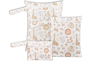 KASESSS 3 Pezzi Borsa Porta Pannolini, Borsa Impermeabile, Wet Bag, Borsas Porta Pannolini da Appendere, Riutilizzabile Borsas Porta Pannolinis per Bambini per Viaggio, Spiaggia, Piscina, Passeggino