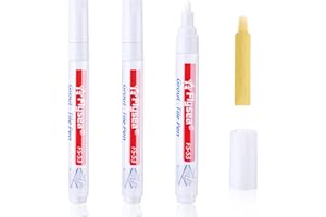 ZONON 3 Piezas Plumas para Baldosas de Lechada Bolígrafo Restaurador de Lechada de Pared Diseñado para Restaurar Lechada de Azulejo en Baños, Cocina, Porche, Patio (Blanco)