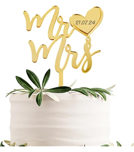 AMINJIE Mr E Mrs Cake Topper Sposa E Sposo Cartello Decorazione Torta Nuzialefidanzamento Acrilico Nero~p118178695