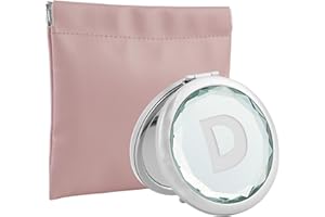 LVJKES Lvjke Specchietto da borsetta, Pieghevole specchietto da borsa con funzione di ingrandimento, Cristallo scintillante specchio rotondo a doppia faccia, Con custodia in PU, Adatto a donne e ragazze (D)
