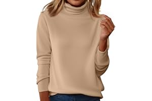 uxxnjfg 2025 Jersey Mujer Otoño Elegante Camiseta Manga Larga Mode Basicas Sueter Cuello Alto Termica Blusa Camiseta Punto Casual