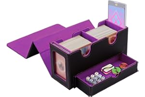 Tolesum Doppio Deck Box Porta Mazzo per MTG, Capacità di 300+ New Carte Senza Maniche con 1 Dice Tray, Magnetic Flip Deck Box per Scatola di Carte di Collezione Magic Commander TCG -Nero Viola