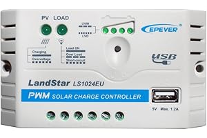 EPEVER® PWM Laderegler 10A 12/24V,Solar Charge Controller mit USB Anschluss ,LS1024EU