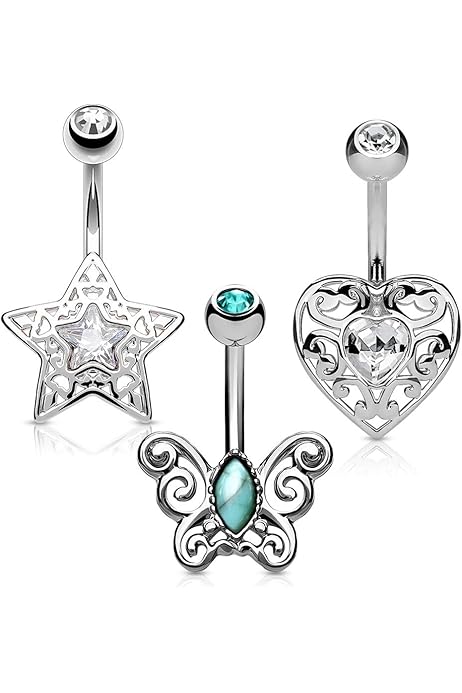 Piercing De Nombril Banane Avec Pendentif Et Zirconiums