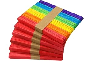 KIDS B CRAFTY Coloured Lolly Sticks – 300 Rainbow Lollipop Sticks for Craft & Kids’ DIY | 114mm Wooden Craft Sticks