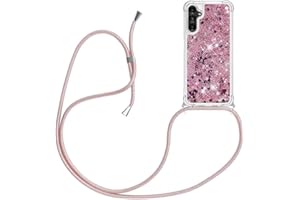 YAMCCCSE Handykette Hülle Kompatibel mit Samsung Galaxy A14 5G/4G - Quicksand Glitzer Hülle mit Band - Silikon Handyhülle mit Kordel Umhängenband - Schnur mit Treibsand Case zum Umhängen