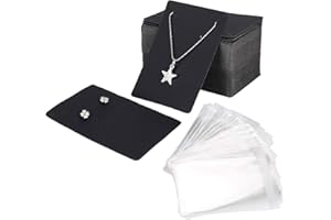 QH-Shop Tarjetas de Pendientes Papel Kraft Tarjetas Exhibición de Joyería con Bolsas Autoadhesivas para Exhibición de Aretes Collar Joyas 300 Piezas