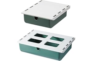 Allyson 2x Selbstklebende Schublade: Robustes Kunststoff-Design, 2 u. 3kg Füllmenge, Ideal für Büro & Zuhause - Organizer, Schreibtisch, Regal, Ordnungssystem, Versteckte Aufbewahrung (Grün)