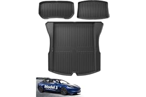ASZSK [3 sztuki] Tesla Model 3 2024 Mata Przedziału Bagażowego, Tesla Model 3 Highland TPE Mata Ochronna Przedziału Bagażowego, Antypoślizgowa i Wodoodporna Taca Bagażnika, Czarny