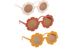 TUNEJOY Lunettes de Soleil Fille 3 Pièces Fleur Forme Fleur Lunettes Rondes Mignonnes Lunettes De Soleil FêTe pour Extérieur Plage Accessoires de Fête