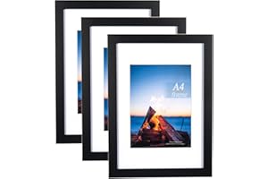 SCHOLARTREE Scholar Tree Schwarz 3er Set Bilderrahmen DIN A4 21x30cm MDF Holz-Rahmen mit bruchsicherem Acrylglas, Ideal für Collage Portraits & Urkunden，bilderrahmen a4 bilderrahmen