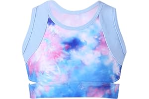 TiaoBug Mädchen Bustier ohne Bügel Büstenhälter Kinder Unterwäsche Bra Sport BH Sporttop mit Glitzer in Rosa, Hellblau, Lila, Rot