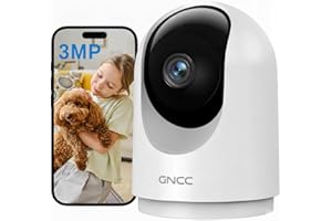 GNCC 2K/3MP Indoor Security Camera WiFi, CCTV Camera House Security, 360° Pet Dog Baby Monitor with Night Vision, Motion Detection, 2-Way Talk, Cloud/SD, Works with Alexa, 2.4G Only