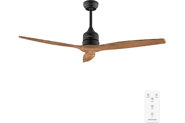 Cecotec Takfläktar Utan Ljus Energysilence Aero 5270 Darkwood. DC 40W Motor, 132 Cm, 3 Blad, Kontroll, Timer, 6 Hastigheter, Sommar Och Vinter, Justerbar Höjd 15 Eller 25 Cm, Tyst