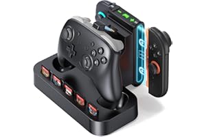 NEWDERY Controller Charging Base for Nintendo Switch 2, Fast Charging Station with Magnetic Snap, 5 Game Card Storage, Type-C Port, Non-Slip Base, LED Indicators, Durable Organizer Stand