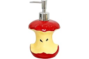 Söt tvåldispenser 350 ml/12 oz keramisk lotiondispenser med pump verklighetstrogen levande bitna äpplen dekor för badrum hem