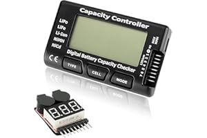 Youmile RC Cellmeter 7 Contrôleur de capacité de batterie numérique Testeur de tension avec testeur de tension de batterie Lipo 1-8 s pour batterie LiPo/Life/Li-ion/NiMH/Nicd