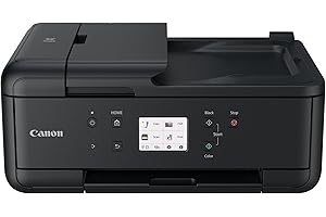 Canon Pixma TR7650 Impresora Multifunción 4 en 1, Sistema de Inyección de Tinta, Copiar, Imprimir, Escanear, Fax, WiFi, 5 Cartuchos de Tinta Independientes, ADF 20 Hojas, Pantalla Táctil, A4, Negro