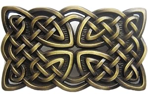 JEAN'S FRIEND Gürtelschnalle im Vintage-Stil, bronzefarben, rechteckig, keltischer Knoten, Antik-Bronze-beschichtet, Einheitsgröße