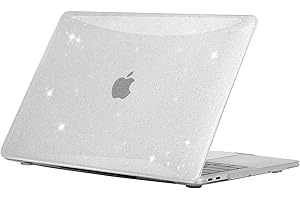 EooCoo Custodia Macbook Air 13 Pollici M1 A2337 A2179 A1932, Plastica Copertina Rigide Compatibile per Macbook Air 13 con Retina Display, 2020 2019 2018 Pubblicazione - Scintillante Trasparente