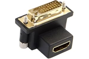 Cablecc 90 Degree Down Angled DVI Male to HDMI Female Adapter for Computer & HDTV & Graphics Card