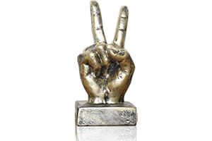 LEPENDOR Golden Polyresin Hand Gesture Desk Statues Finger Sculpture Decor - Golden Victory Fingers