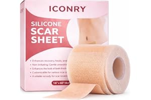 ICONRY Silicone Scar Tape -Reusable, Ultra-Thin, Flexible Scar Sheet for All Medical Silicone Skin Types - Gel Scar Tape Roll Effective for Surgical Scars, C-Section, Keloids, Burns, and Acne