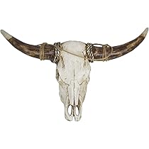 Wandskulptur Stierkopf - Western Deko Kunstharz 21x18cm