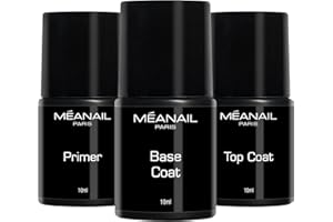 MEANAIL Paris - Marque française - Trio Base Top Coat Primer - Vernis Semi Permanent - 10ml - Préparation des Ongles - Cruelty Free - Vegan lot de 3