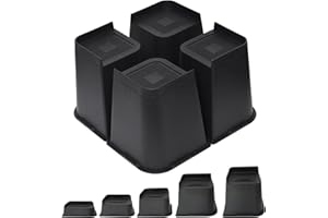 MYMULIKE Podnóżki do łóżka 5 cm, 7,6 cm, 10 cm, 15 cm lub 20 cm, wytrzymałe podstawy meblowe, do 2721 kg w kształcie litery L, bloki na kanapę, biurko, sofę, stół, regał na książki (czarny 4 szt., 20