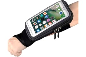 HAISSKY Handgelenktasche Laufarmband Handy Sportarmband Unterarm-Band Armbinde Cycling Unterarm Band für iPhone 15/14/13/12/11 Pro Max mit Schlüssel und Kopfhörerhalter für Reiten,Radfahren,Joggen 6,9"