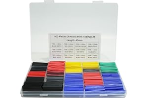 Jomdjmskes 800 Piezas Termoretractil para Cables, 12 Tamaños Tubo Termoretractil Impermeable, Funda Termoretractil Colores con Estuche Almacenamiento Aislamiento Eléctrico, Reparaciones y Conectores