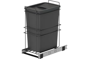 Emuca - Poubelle de recyclage pour cuisine, 35 L, fixation au fond et extraction manuelle, Plastique gris anthracite