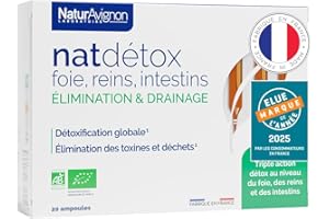 NATURAVIGNON LABORATOIRE NaturAvignon | Détox Foie Reins Intestins – Complément Alimentaire Puissant & Rapide | Radis Noir, Bouleau, Jus de Citron Bio | Digestion, Drainage, Métabolisme | 20 Ampoules