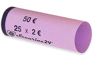 Securina24 Tubi Portamonete da 1 Centesimo Fino a 2 Euro o 119 Pezzi Misti, Involucri per Monete (Tubi Portamonete 2 Euro)