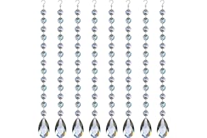 ‎GOLDENHAITAI Kristallgirlande in Tropfenform, Hängende Kronleuchter, Kristalle, Prismenperlen, Kette für Hochzeit, Heimdekoration, transparent, 30 cm, 8 Stück GOLDENHAITAI