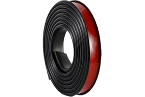 FADERR Bande en caoutchouc autocollante, profilé en caoutchouc plein pour joint en caoutchouc, bricolage, protection des revêtements de sol, protection contre les chocs, antidérapant (noir, dimensions : 25
