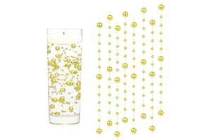 GEFIRE 18 Pezzi Perle Dorate, Floating Pearls Beads, Centrotavola Natalizio, Perle Galleggianti per Vasi, per Vaso, Riempitivo per Bottiglie d'Acqua, Matrimonio, Decorazione Centrotavola (1.2M)